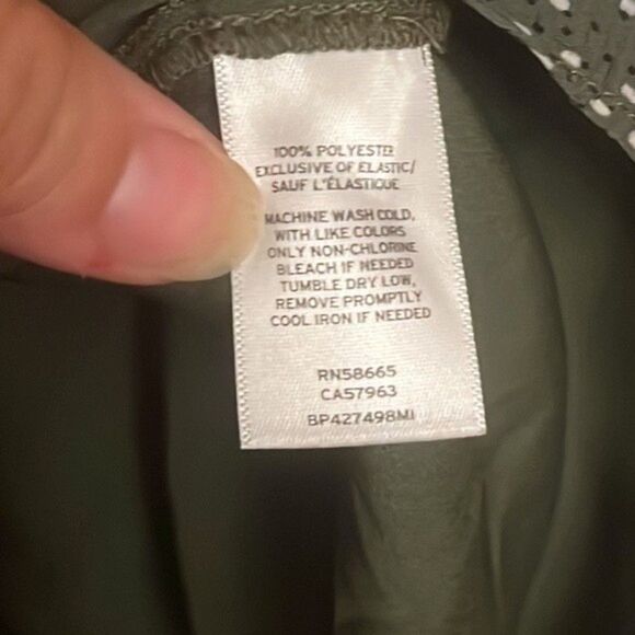 Nordstrom BP Olive Green Print V-Neck Mini Dress Smocked Waist Cap Sleeve- xl - Picture 4 of 5